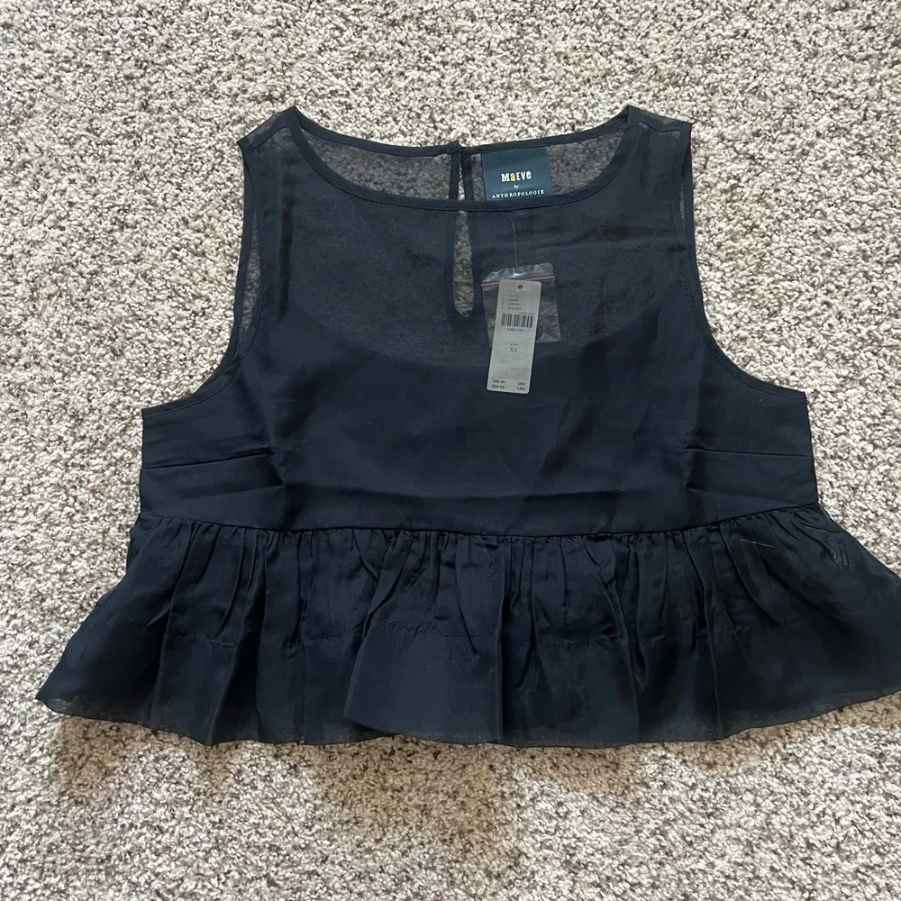 NEW Maeve by Anthro Sheer Crop Peplum - Picture 1 of 4